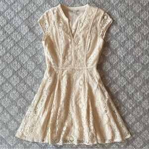 French Cream Color Lace A-Line Mini Dress Lauren Conrad Size 6